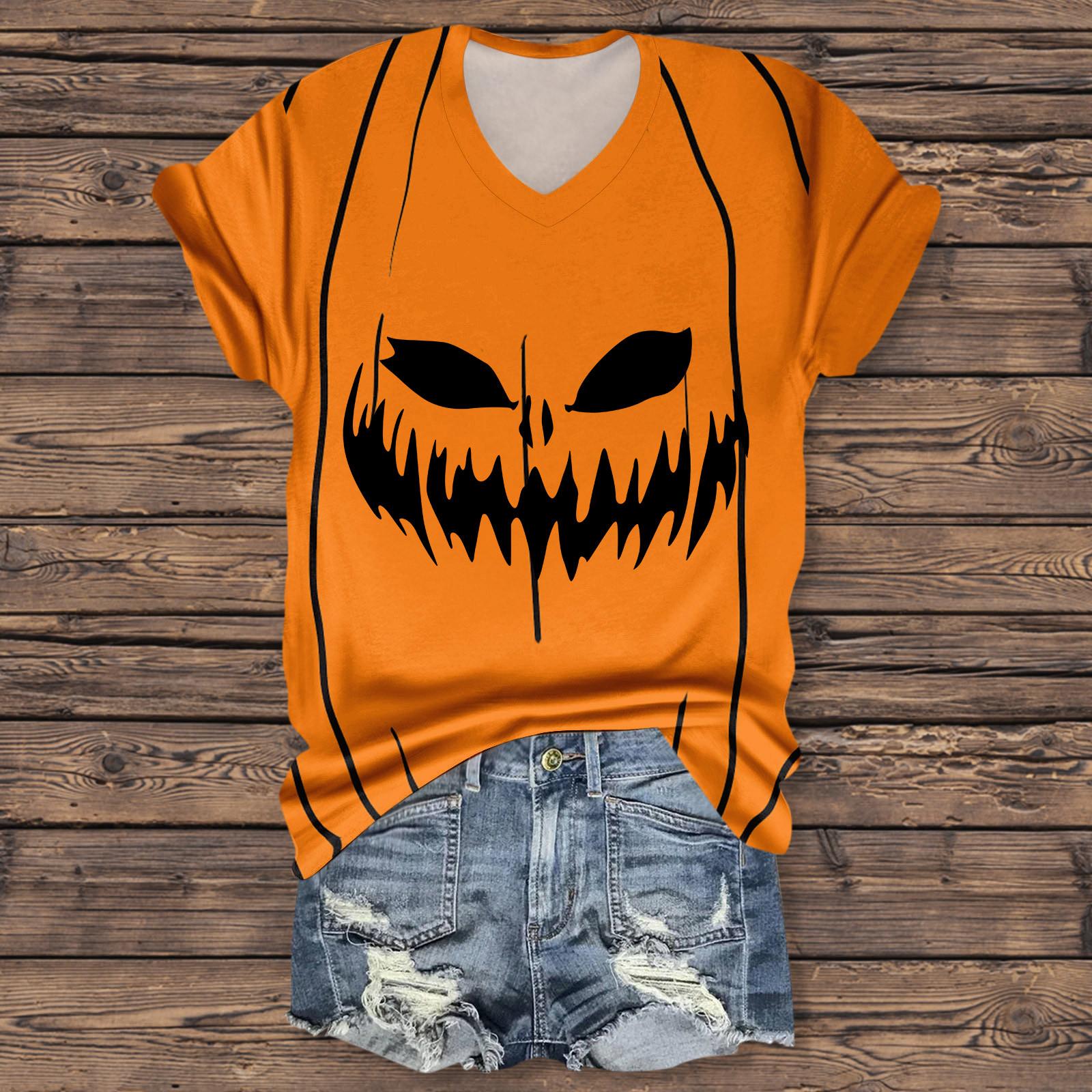 

Женская мода повседневная рубашка с рукавом три четверти и принтом букв на Хэллоуин XXL жёлтый