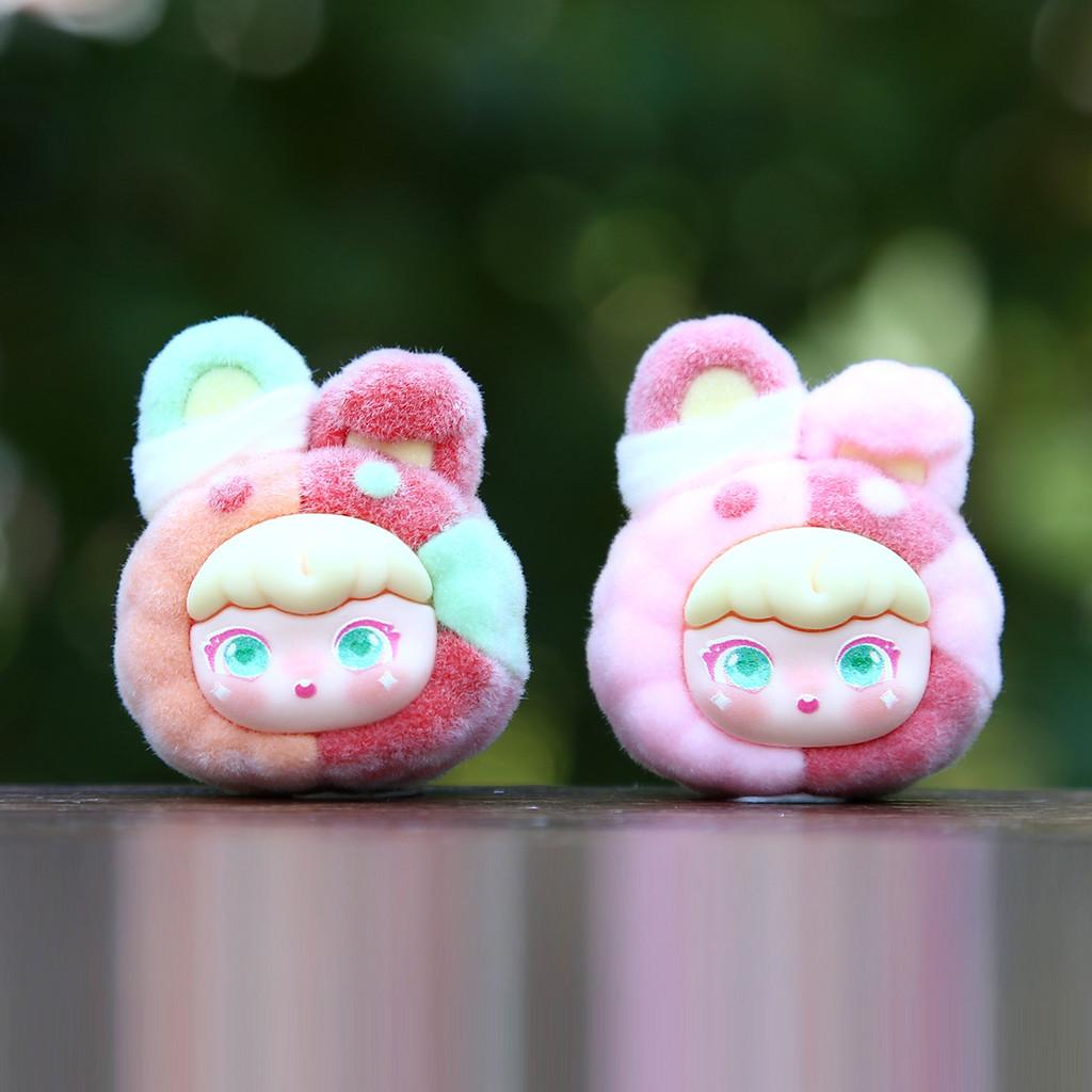 Creative Color Blocked Rabbit Head Plush Model Ornament Set For Kids And Collectors