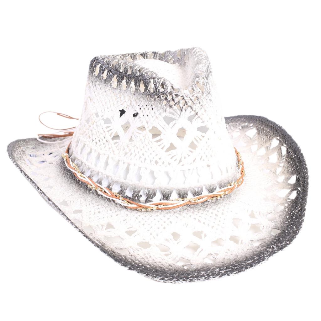 Popular sombrero de vaquero occidental hueco clásico europeo y americano, moda para hombre y mujer, sombrero de paja transpirable para vacaciones, protección solar