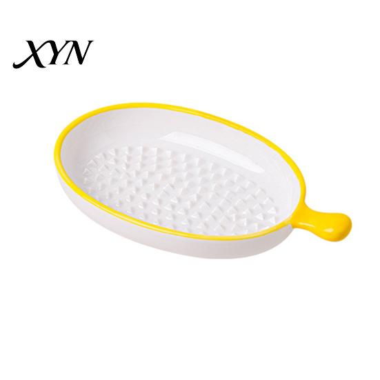 Ceramic Garlic Grater Plate for Food Prep, Multifunctional Ginger Grinder Bowl Mincer Dish, Non Slip Masher Cheese Nutmeg Grinding