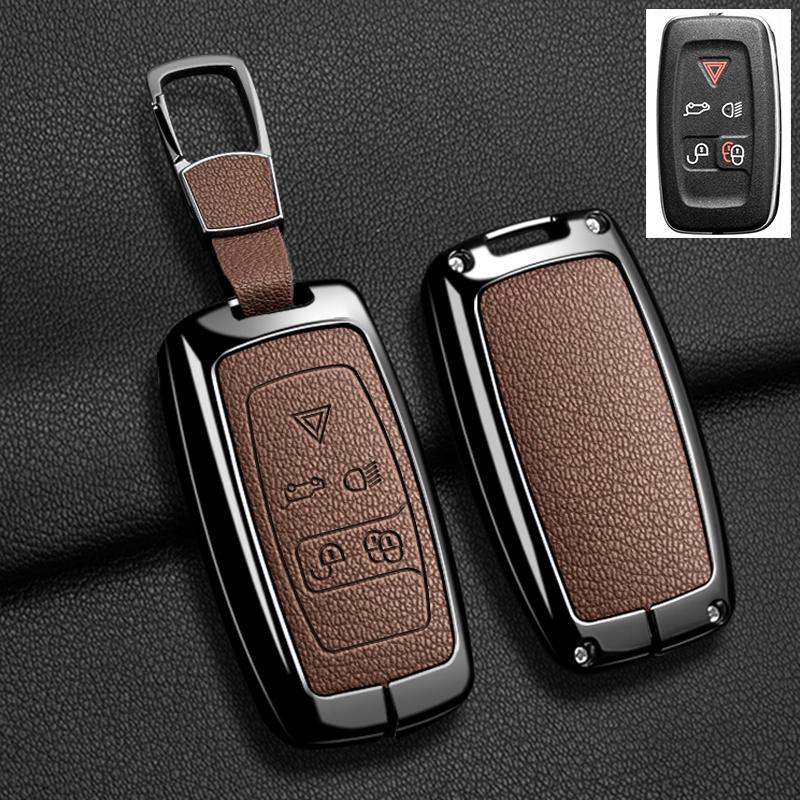 Car Key Case Cover For Land Rover Sport Freelander Discovery 4 Range Rover Sport LR4 2010-2012 Zinc Alloy Leather Auto Keychain