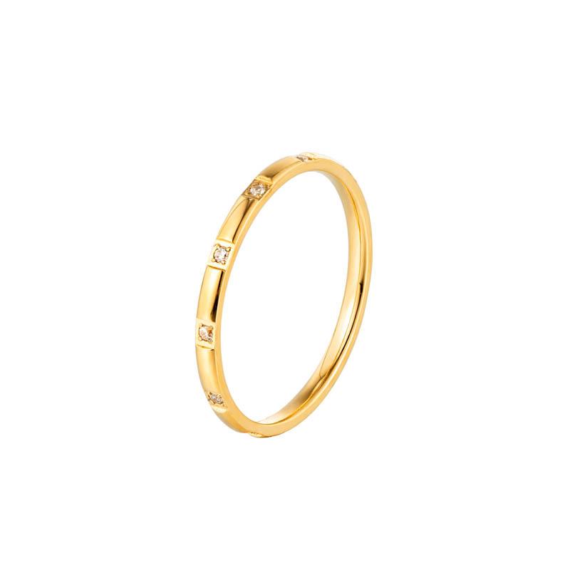 

Кольцо из нержавеющей титановой стали 18 карат с инкрустацией бриллиантами - Элегантные минималистичные женские украшения Size 8 золотой