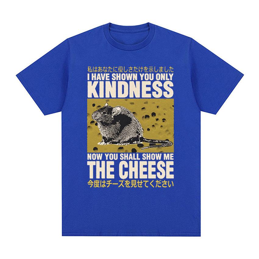 Japanische Ratte Zeig mir den Käse Lustiges Grafik-T-Shirt Unisex Damen Retro Gothic Kleidung T-Shirts Harajuku Übergroßes Baumwoll-T-Shirt
