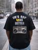 Dickes Schwarzes Oversized T-Shirt mit Wu-Tang Clan Print