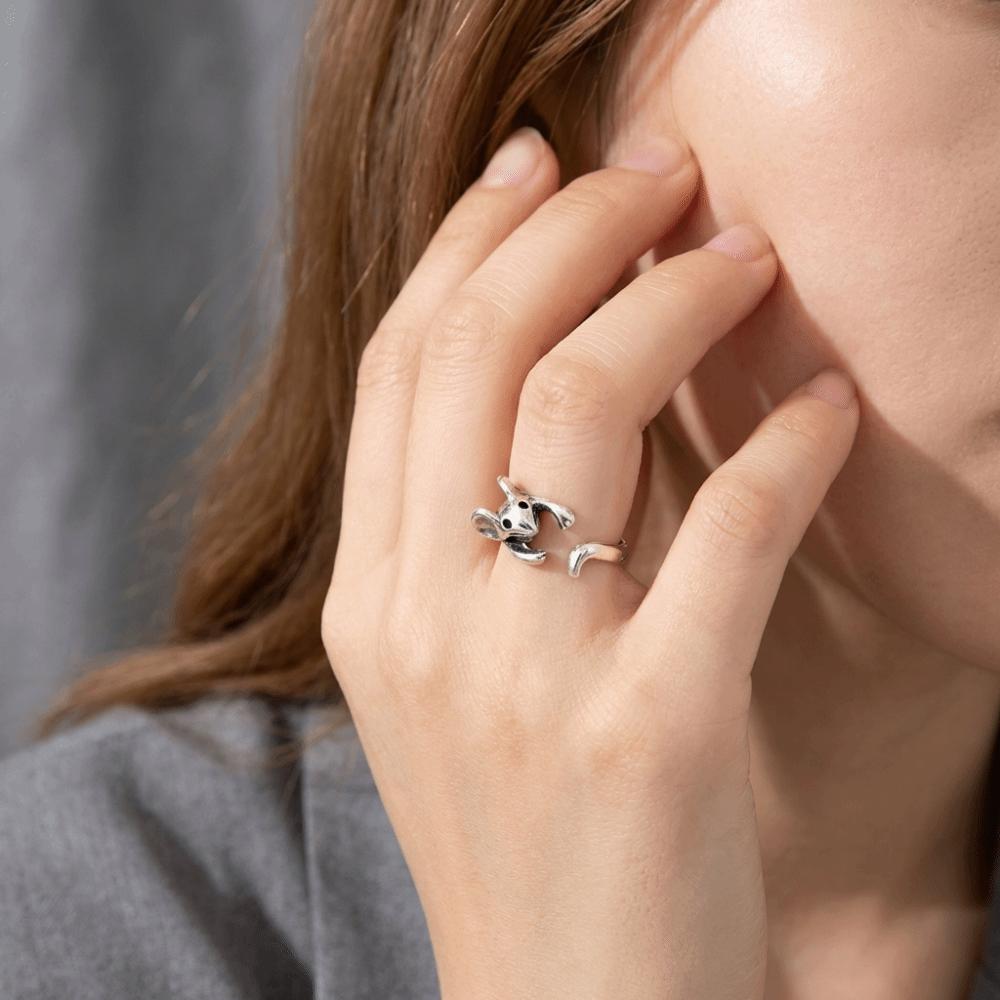 Funny Retro Mouse Ring Silver Animal Ring Fashion Adjustable Ring  Party