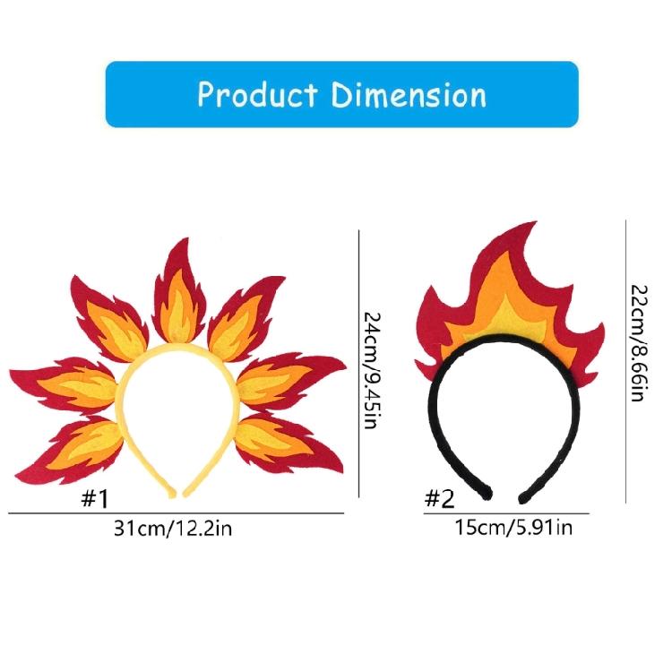 Punk Flamma Huvudbonad Guldiga Eld Hårband Hårbygel med Spikdekorationer för Musikfestivaler och Nattklubbar