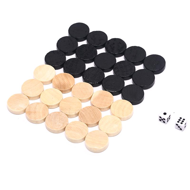 30Pcs Checkers Chess Piece For Kids Board Game Learning Camping With 2Pcs Dice