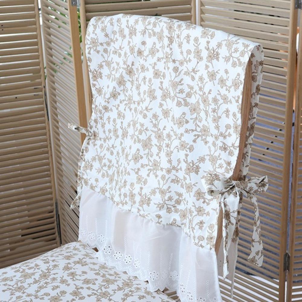 Vintage Dining Chair Backrest Cover Comfortable Embroidered Lace Chair Cover Dining Room White Chair Cover