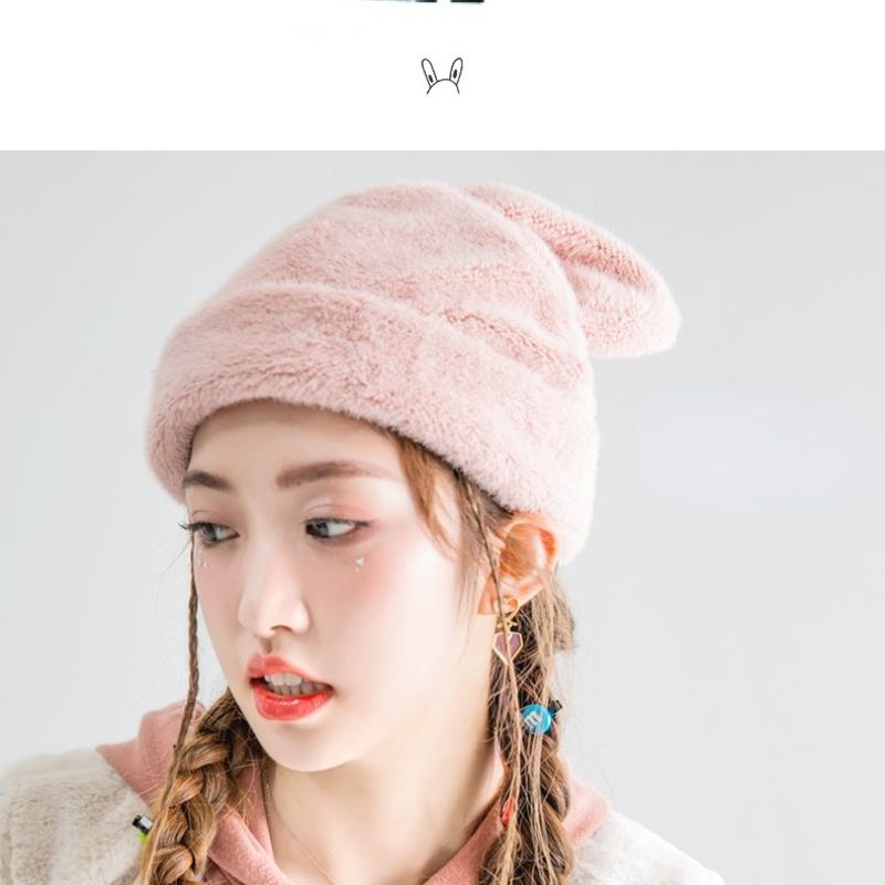 New Rabbit Ear Hat Girls Winter Warm Hat Beret Cute Stretch Plush Hat