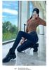 Women's High-Waist Skinny Denim Jeans - Dark Blue, Elastic, Plus Velvet, Spring 2024 Fashion.