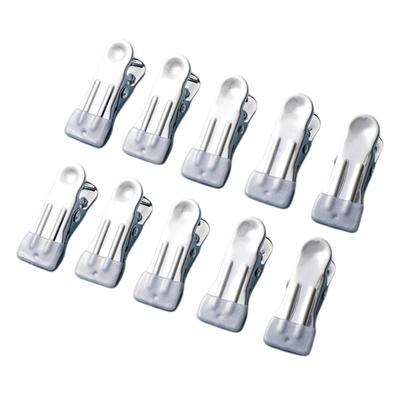 10pcs Portable Towel Clips Windproof Clothing Fasteners Stainless Steel Clothespins for Beach Poolside and Campsites