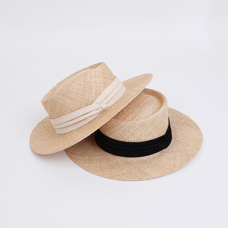 New product Baocao woven flat straw hat women's sunshade sun hat vacation British fashion top hat