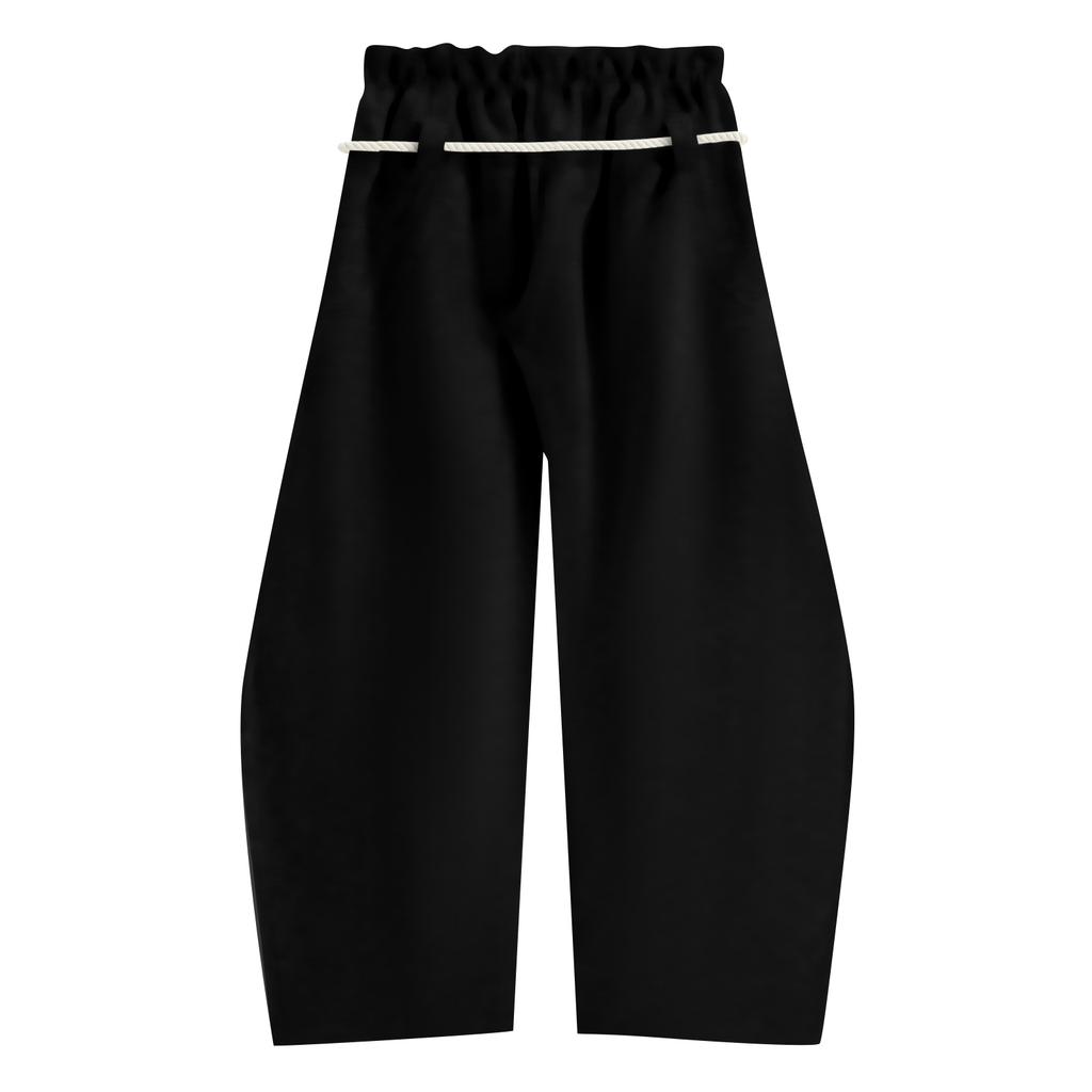 Women's Vintage Drawstring Sweatpants With Heart Embroidery Wide-Leg Curved-Hem Pants Loose-Fit Casual Sweatpants Long Pants