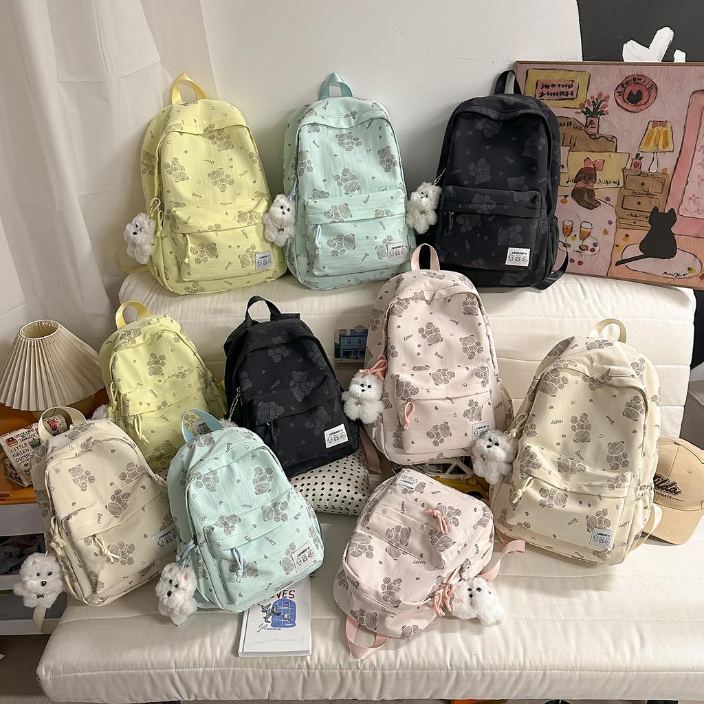 Schoolbag Backpack Cute Cartoon Bear Female Korean High Value Junior High School Student Elementary School Bag Lightweight Travel Small Backpack