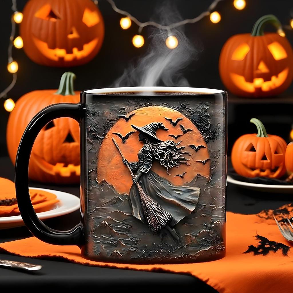 Caneca de Chá Bruxa 325ml Canecas de Halloween Cerâmica Caneca de Café da Manhã Para Rotina Matinal Festa de Aniversário Lazer de Fim de Semana Momentos Relaxantes
