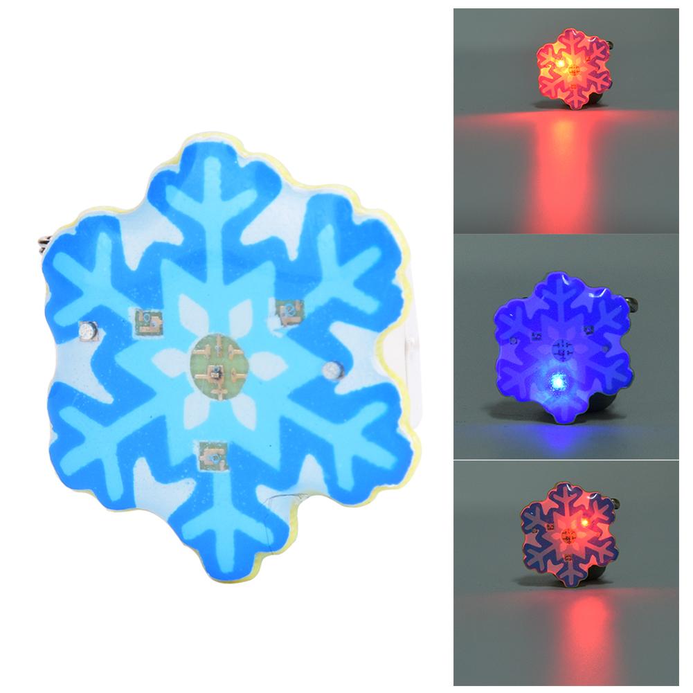 25pcs New Year Christmas Theme LED Luminous Brooch Pin Badge Party Favors DIY DecorationBlue Snowflake