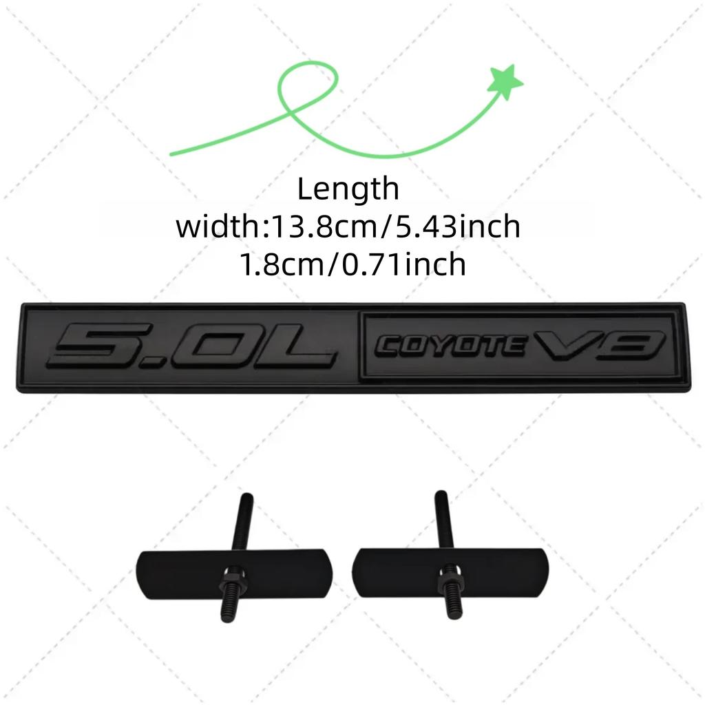 3D Metal 5.0 V8 Badge Sticker Rear Trunk Side Fender Emblem Decal
