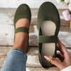 Knitted Breathable Flat Shoes for Women, Hollowed-out Solid-color Round-toe Work Shoes
