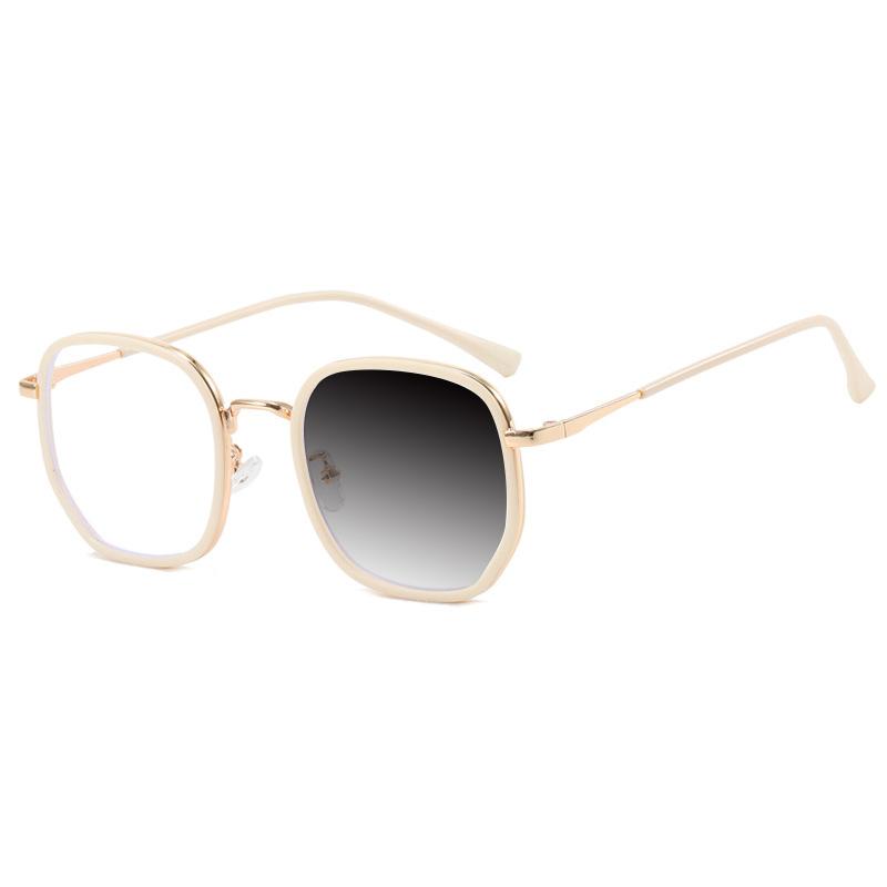 New Brand Milk Coffee Color Women Square Frame Photochromic Anti Blue Light Prescription Reading Glasses