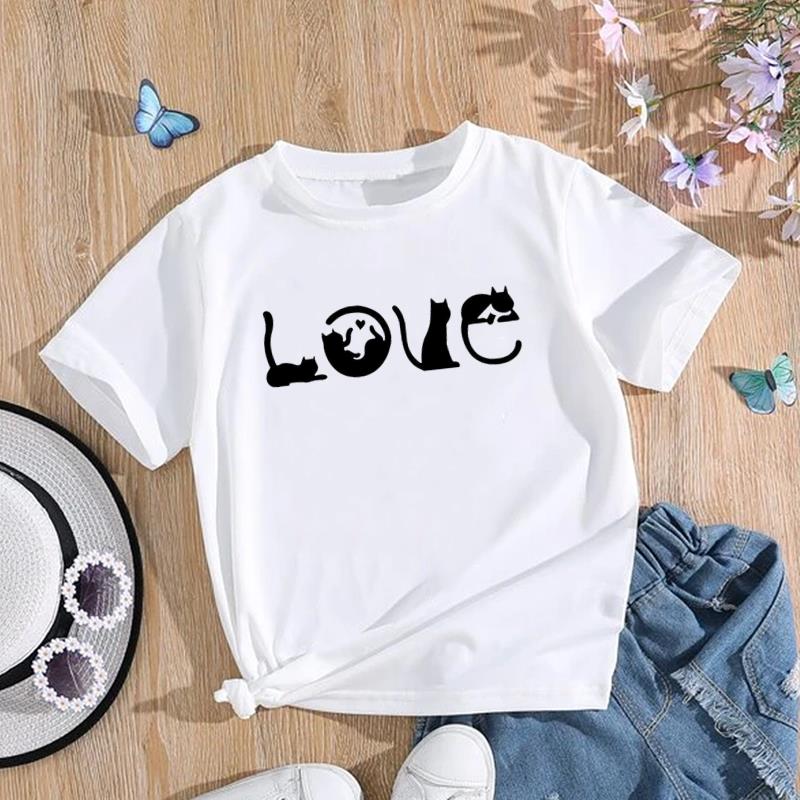 European size T Shirt Women Cat Funny Coffee Love Trend Cute Print Tee Top Fashion Female Clothing Short Sleeve Graphic T-shirts