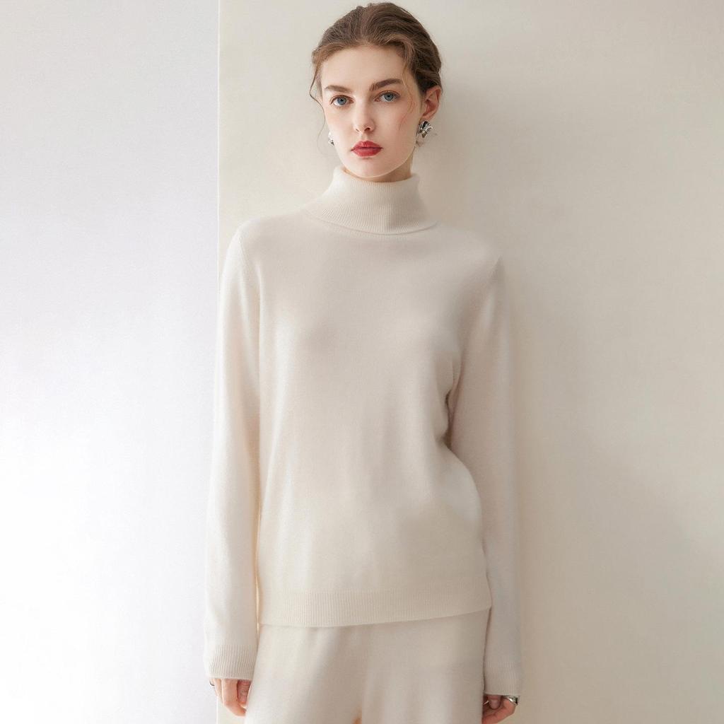 Women's 100% Pure Cashmere High Neck Long Sleeve Sweater - Autumn/Winter Collection