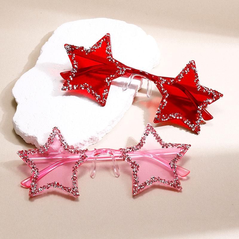 Fashion Candy Color Shades with Crystal Shiny Retro Rimless Star Women Ins Brand Design Sunglasses Chic Beach Sun Glasses