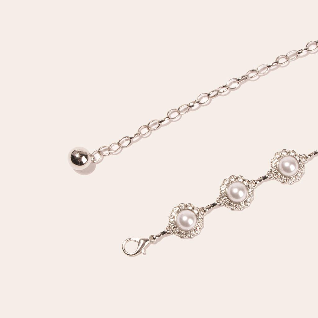 Spring New Pearl Diamond-set Metal Body Elegant Sweet and Versatile with Skirt Waist Chain