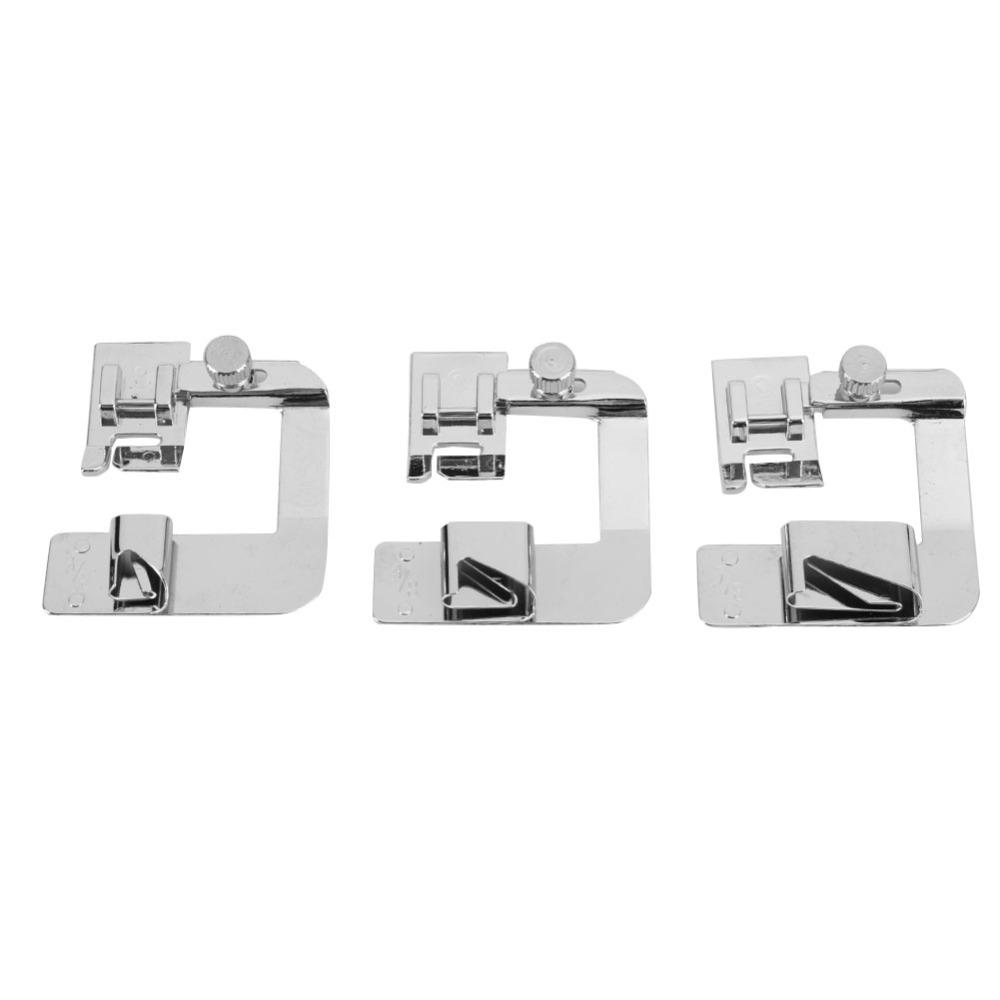 3pcs Zinc Alloy Rolled Hem Foot Professional Multifunctional Bias Tape Binder Foot Universal Fit Precision Presser Feet