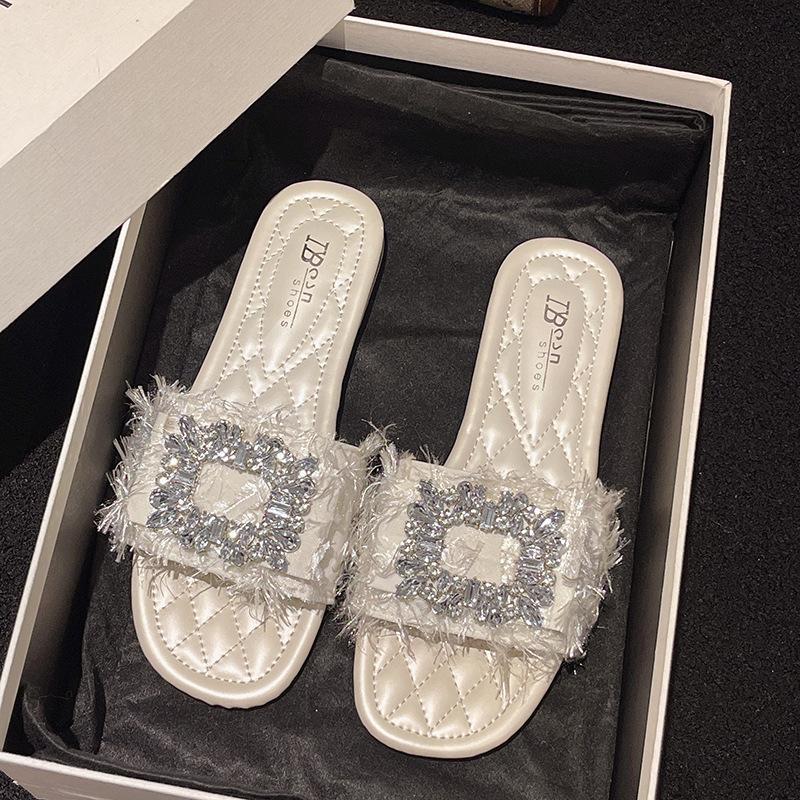 

Французские маленькие ароматные тапочки женские летние 2025 новая мода универсальная плоская подошва шлепанцы на одном ремешке пляжные прохладные тапочки женские 39 бежевый