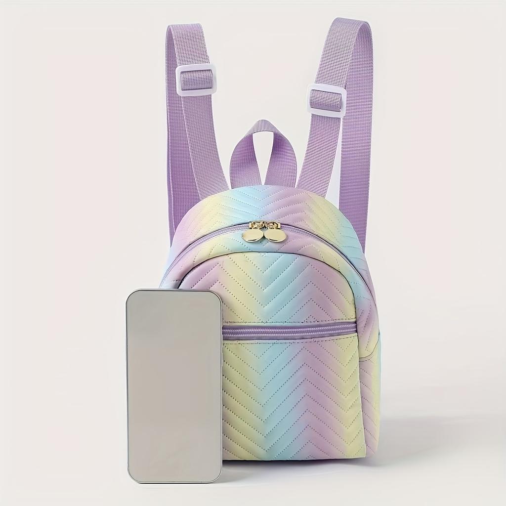 Cute Color Striped Mini Backpack, Women's Fashion Casual Travel Commuter Bag