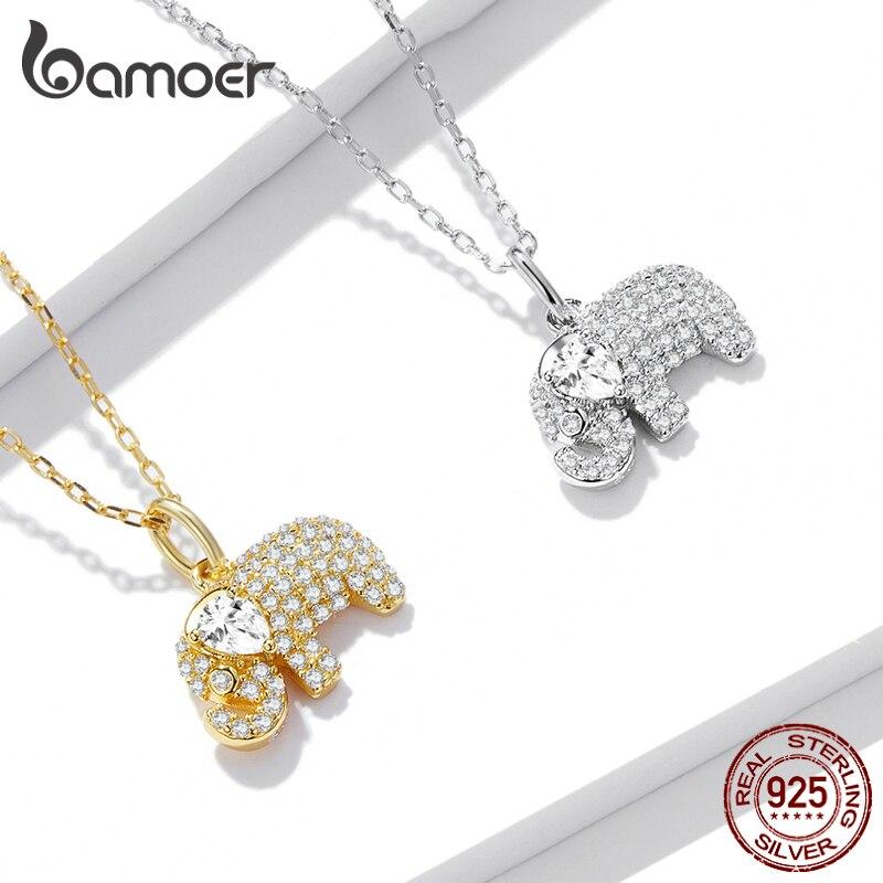 925 Sterling Silver Gold Guardian Crystal Delicate Baby Elephant Necklace For Women Child Choker Fine Jewelry Collar