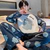 High-Quality Men's Korean-Style Loose Long-Sleeve Pajamas for Spring/Autumn – Casual, Versatile Homewear Set