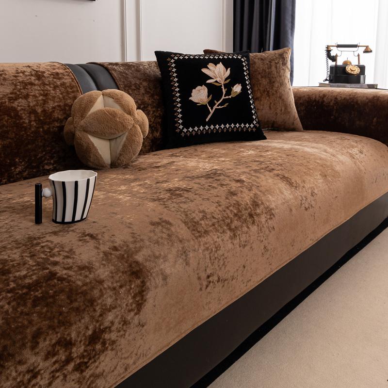 

Роскошный бархатный чехол для дивана Nordic, чехол для дивана, подушка Four Seasons, кожаное универсальное нескользящее полотенце для гостиной 70x210cm коричневый