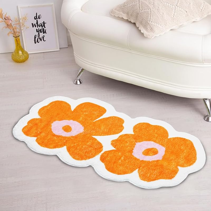 Faptoena Подсолнух Коврики для Ванной для Детей Неправильной Формы Коврик Нескользящий Впитывающий Стирающийся Коврик для Ванны Пушистый Декор Детской Комнаты Коврик для Прихожей для Br-two-flower
