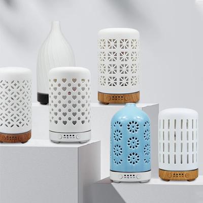 Ceramic Ultrasonic Air Humidifier Timing Function Aroma Diffuser Desktop Essential Oil Diffuser Room Scent Diffuser with Lights