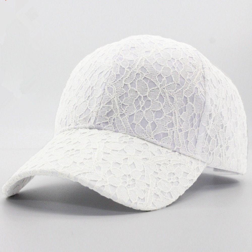 Adjustable Mesh Baseball Hat Hollow Out Outdoor Sun Hat Fashion Floral Lace Baseball Cap  For Women