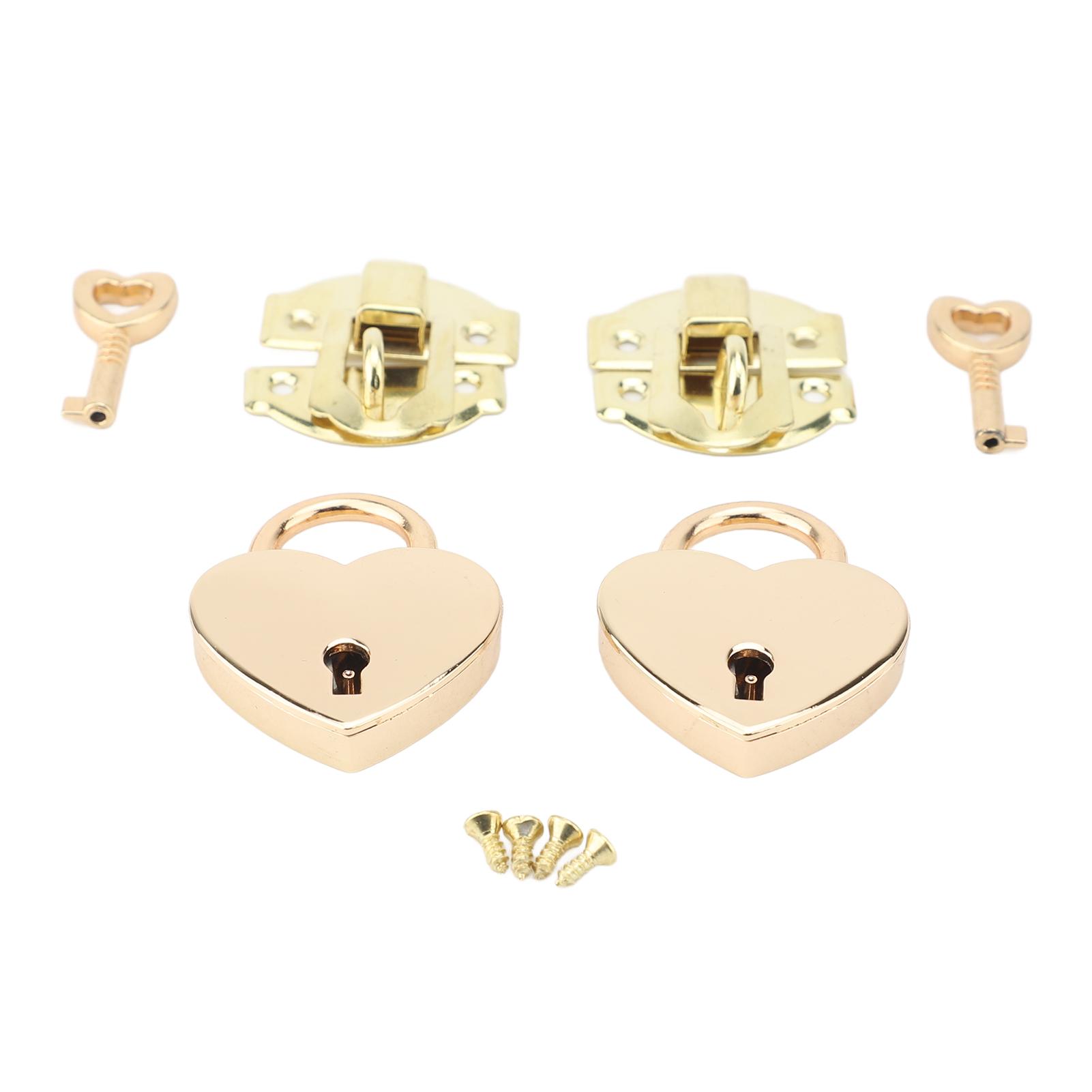 

2 набори дерев яної скриньки Засувка Набір навісних замків Старовинна засувка-застібка зі сплаву цинку та навісні замки у формі серця з ключами