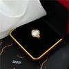INS Style Oval Roman Arc White Shell Mother-of-Pearl Ring - 18K Gold-Plated Retro Titanium Steel