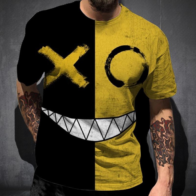 Smiling Graffiti 3D Printed Pattern Men's Women's Fashionable Street Style Casual T-shirt
