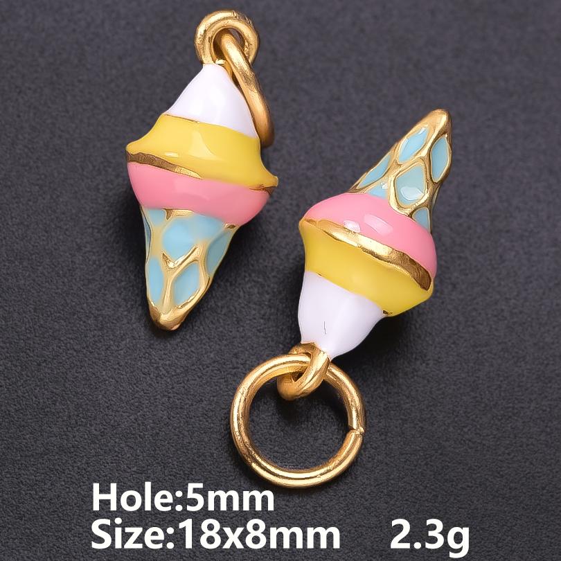 5pcs/Lot Retail Girl Accessories Food Ice Cream Cake Enamel Charms For Jewelry Making Supplies Candy Pendant Chinese Gold Color