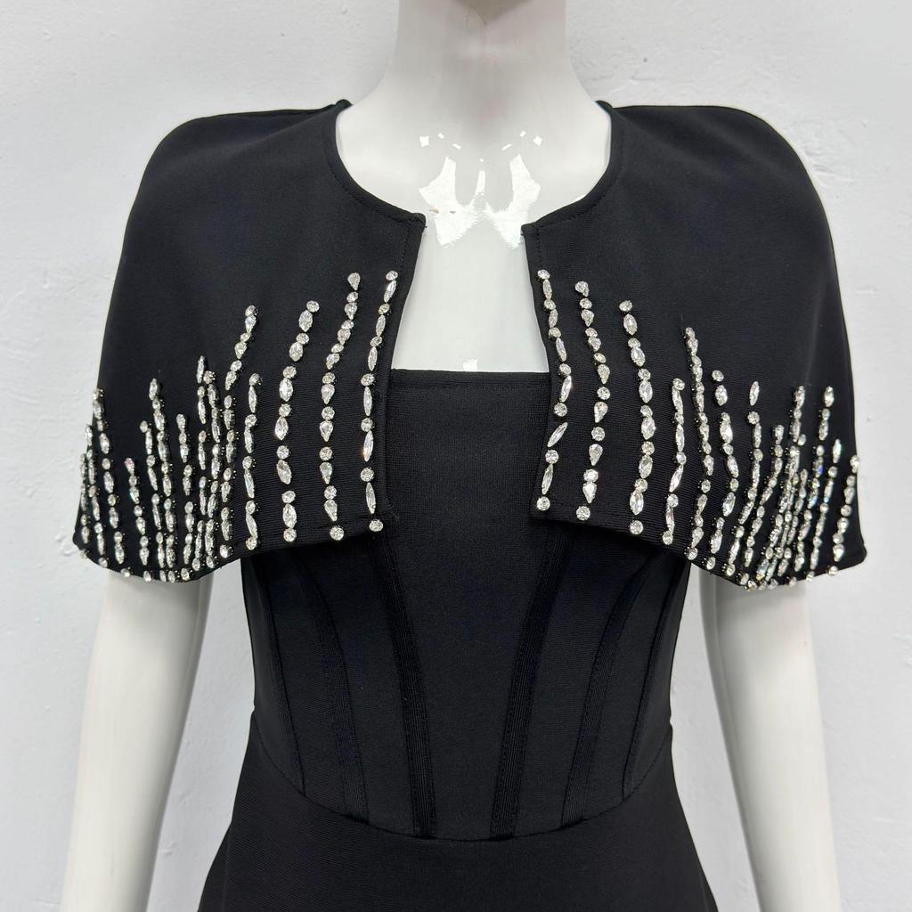 Europäisches & Amerikanisches Elegantes Damen-Strassschal-Schmal geschnittenes Bandage-Abendkleid