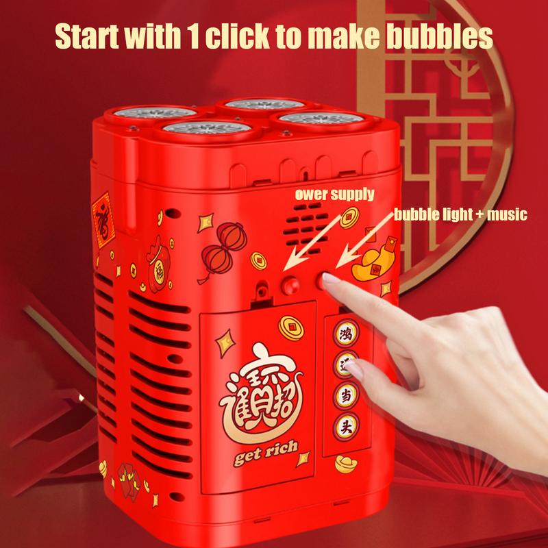 Automatic Bubble Blower 48-hole Rocket Fireworks Bubble Machine for Family Gatherings Boys Girls New Year Gift