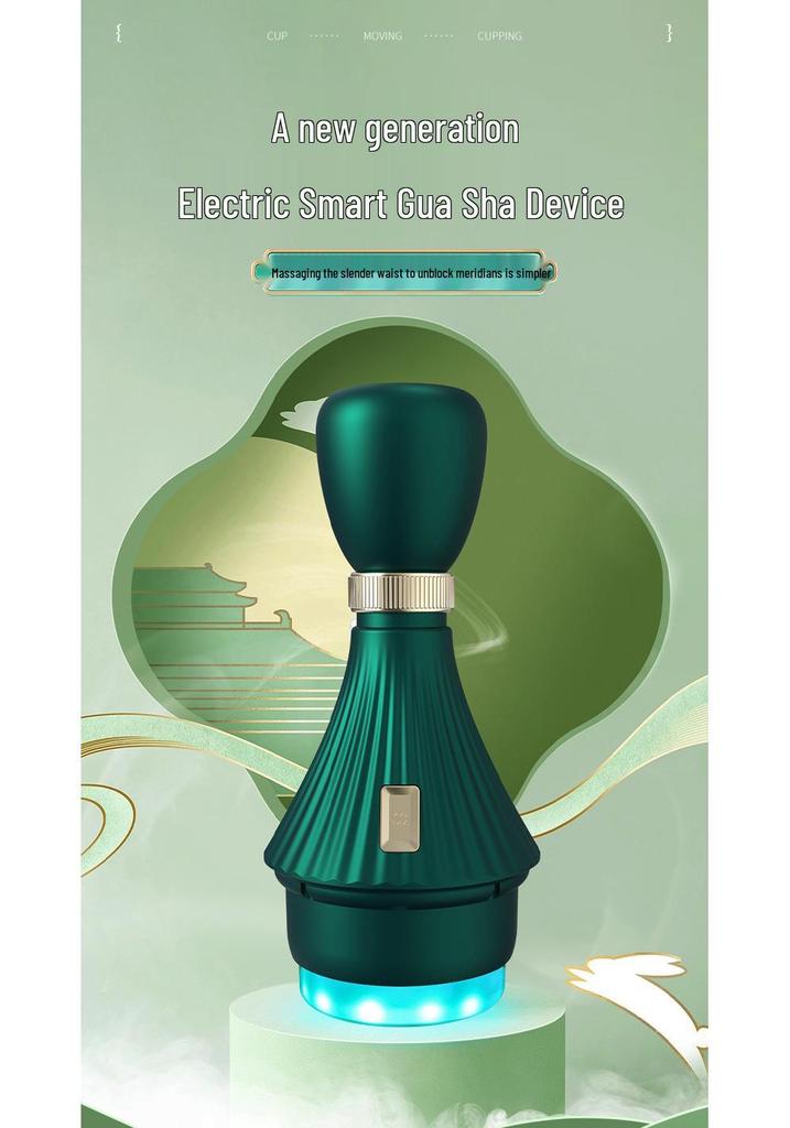 Portable Heated Electric Cupping Device for Full-Body Therapy, Meridian Brushing, and Gua Sha Scraping