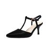 Women's Cute Wedding Party Sandals Comfortable Kitten Heel Dress Shoes T Strap Closed Pointed Toe Elegant Walk Wear