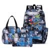 Stitch 3-teiliges Rucksack-Set für Jungen und Mädchen, Rucksack mit Campus-Cartoon-Print, Große Kapazität für Outdoor-Reisen