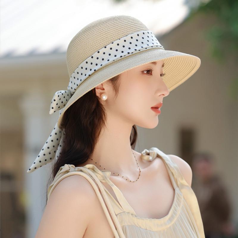 Summer Raffia Sun Hat With Adjustable Ribbon And Wide Brim For Womens Sun Protection