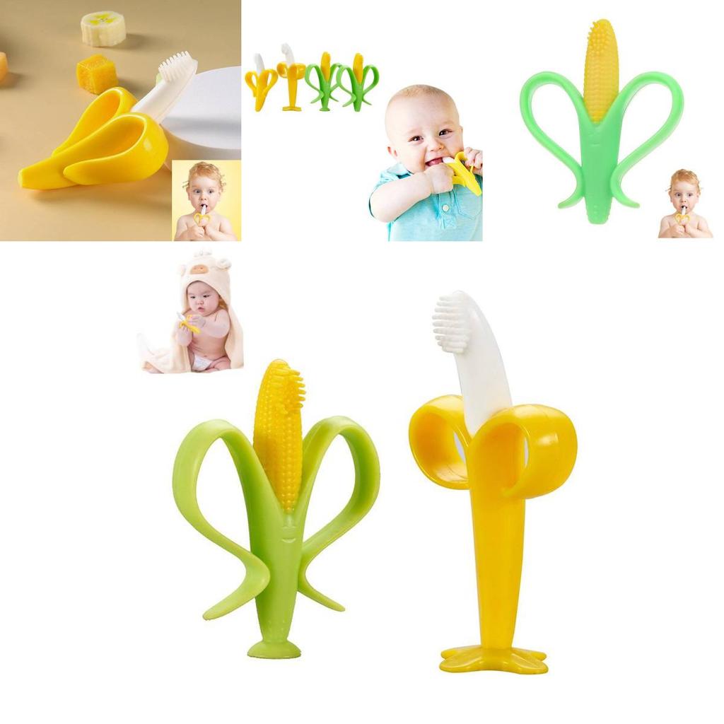 Unique Baby Silicone Teether Set With Colorful Corn And Banana Designs For Infants