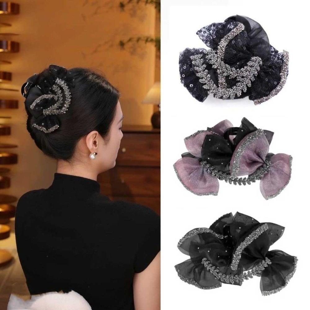 Shiny Hair Claw Bubble Bowknot Shark Clip Fashion Hairpin Grips  Updo