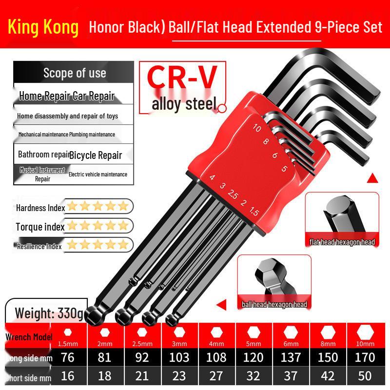 Erweitertes Mattes Sechskant-Kugelkopfeinsatz-Torx- und metrisches Schraubenschlüsselset