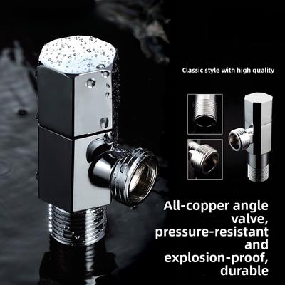 1/2'' European Triangle Valve Hot and Cold Water Stop Universal Retro Angle Valves All Copper Toilet Bathroom